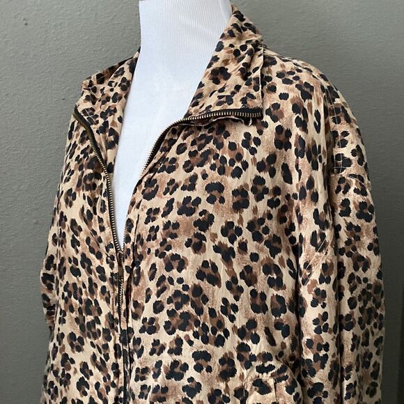 Vintage Kim Rogers Sport 100% Silk Leopard Zip Up Jacket - Picture 2 of 10